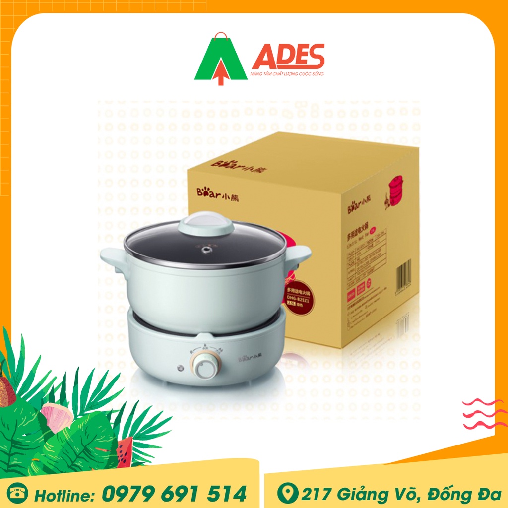 Nồi lẩu đa năng Bear B25V1 xanh ngọc - BẢN NỘI ĐỊA - Chính hãng Bảo hành 12 tháng - Nấu, Chiên, Xào, Lẩu - NEW 2021