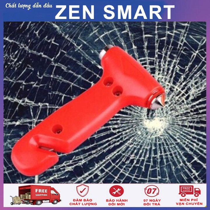 Búa Thoát Hiểm Phá Kính Ô Tô Mini Cao Cấp 2-trong-1 Dùng Cho Xe Hơi Xe Bus