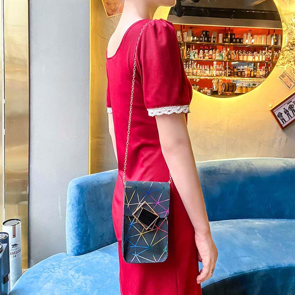 QQMALL Túi Đeo Chéo Mini Đựng Điện Thoại Họa Tiết Sọc Caro Dễ Thương