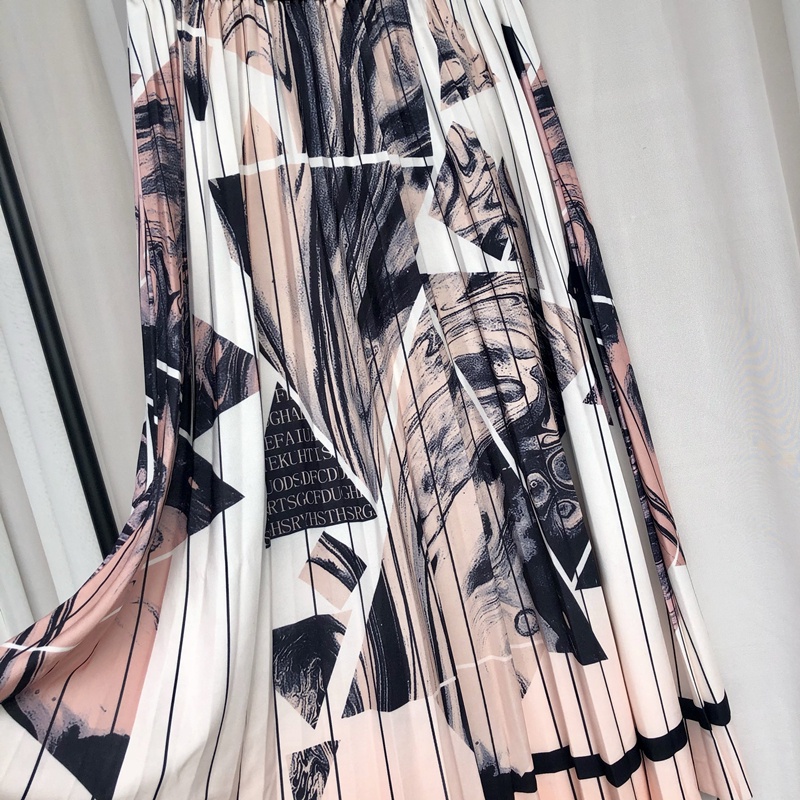 Chân Váy midi Chữ a Lưng Cao Xếp Ly Màu Be Tương Phản Thời Trang Mùa Thu Cho Nữ