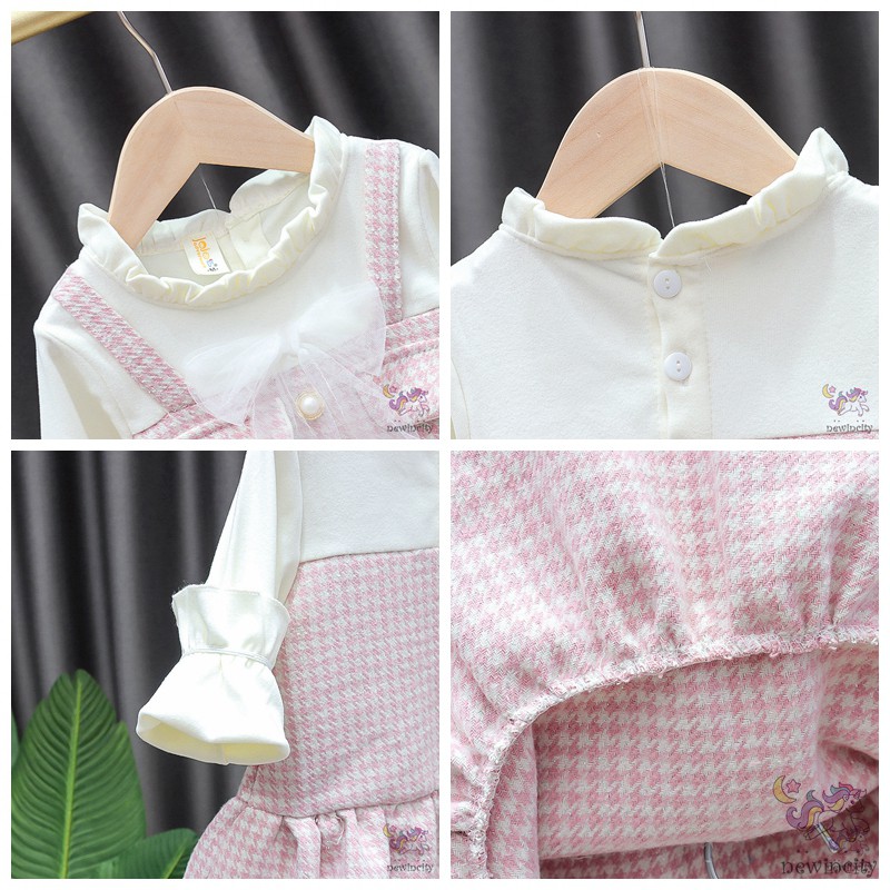 Đầm Công Chúa Phối Ren Thắt Nơ Phong Cách Hàn Quốc Cho Bé Gái