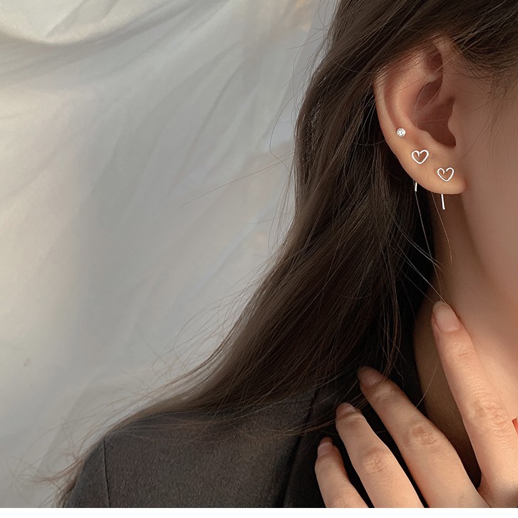 Khuyên tai Bạc Cao Cấp, Bông tai bạc trái tim Cam kết chuẩn bạc TUNA SILVER