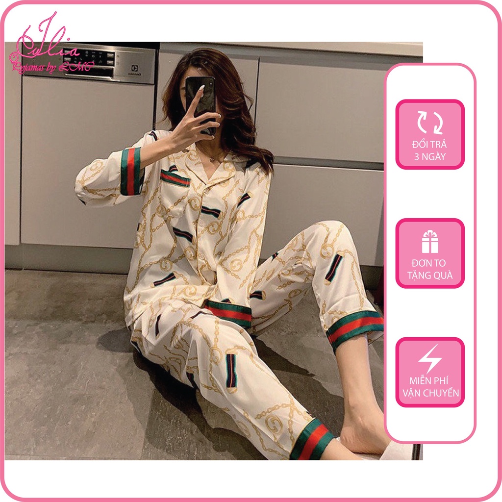Bộ ngủ Gucci chất liệu lụa satin cao cấp sang trọng
