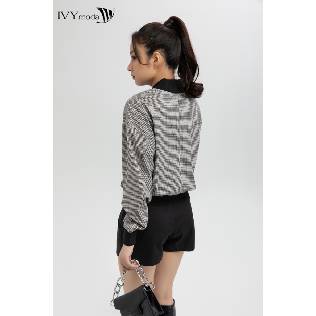 [NHẬP WABRTL5 GIẢM 10% TỐI ĐA 50K ĐH 250K ]Áo bomber nữ vải kẻ IVY moda MS 70M5100