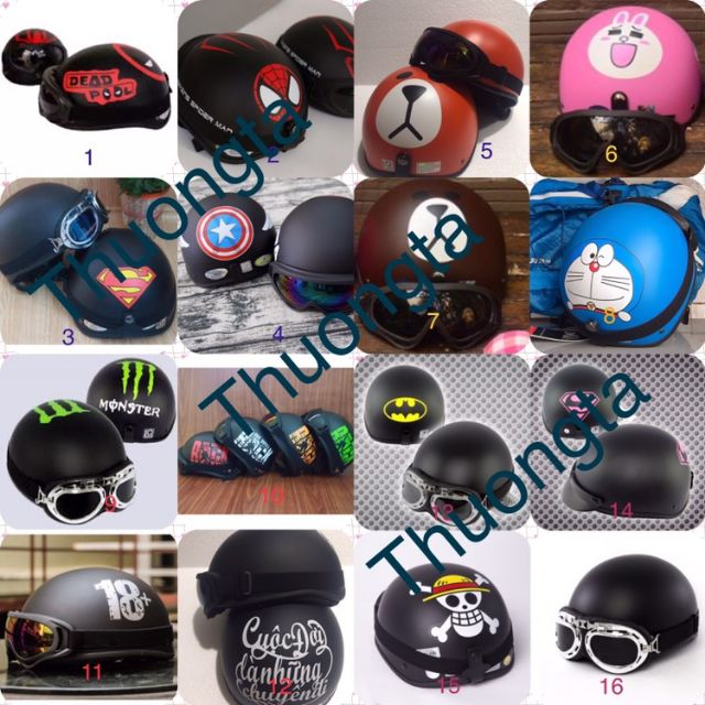 Nón bảo hiểm 1/2 đầu đi phượt batman - nón bảo hiểm batman kèm kính - mũ bảo hiểm batman