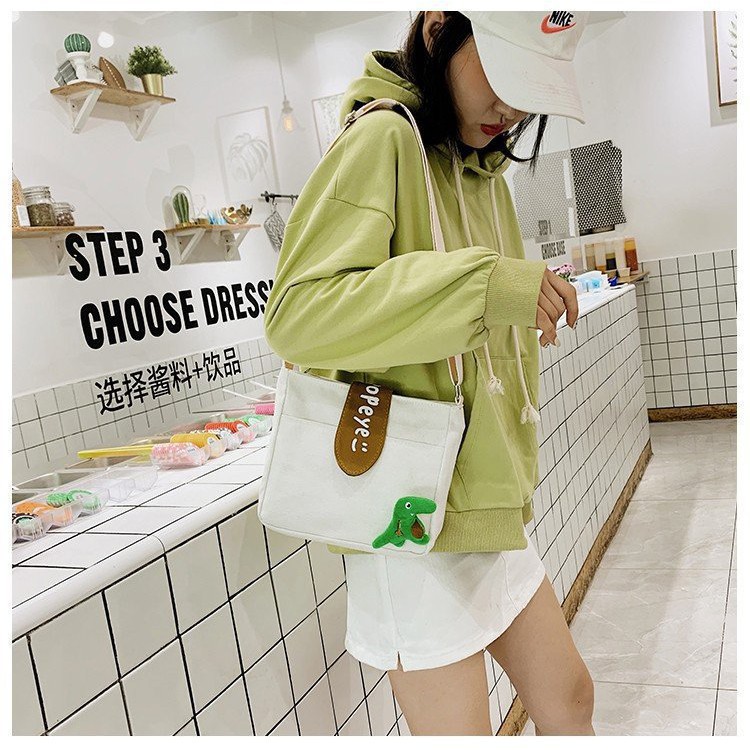 Túi đeo chéo Canvas nhỏ gọn tiện lợi - Túi đi học thiết kế phong cách Hàn Quốc xinh xắn