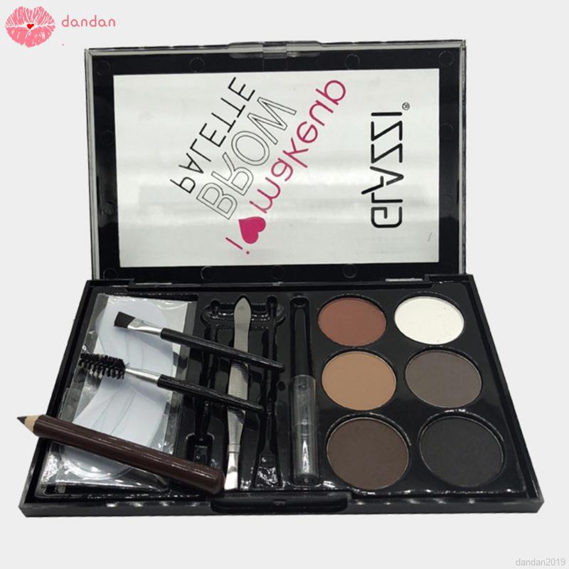 Bảng phấn đánh lông mày gồm 6 màu kèm cọ trang điểm