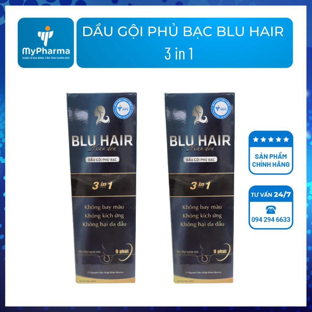Dầu gội nhuộm đen tóc phủ bạc Blu hair thảo dược 200ml
