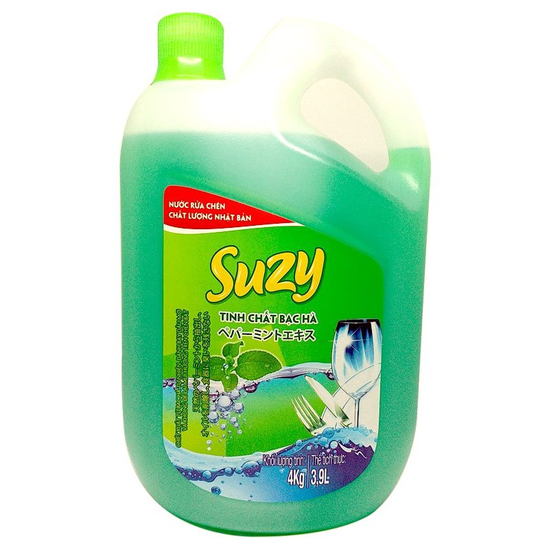 Nước rửa chén bát Suzy 4 kg bạc hà khử mùi tanh, an toàn thumbnail