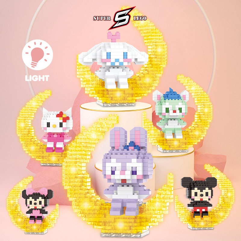Lego mini đồ chơi lắp ráp 3D hình các nhật vật hoạt hình Bricks dễ thương có đèn Led - Super.Lego