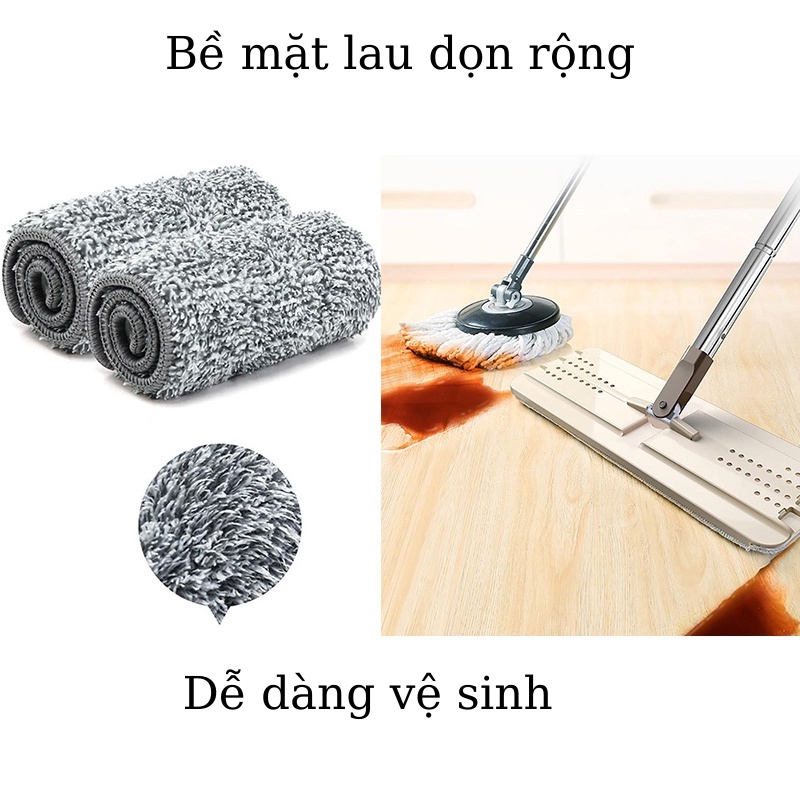 Bông Lau Sợi Microfiber Cao Cấp Hình Chữ Nhật  Thay Thế Cây Lau Nhà Tự Vắt