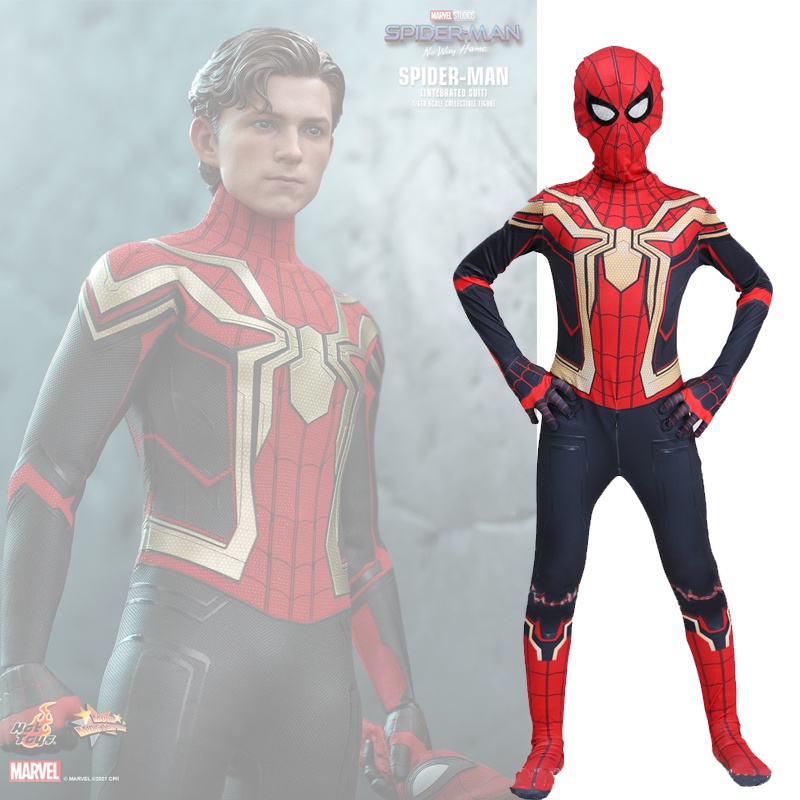Kids Hero Bộ Đồ Hóa Trang Người Nhện Màu Đỏ Đen Cho Bé Dịp Halloween