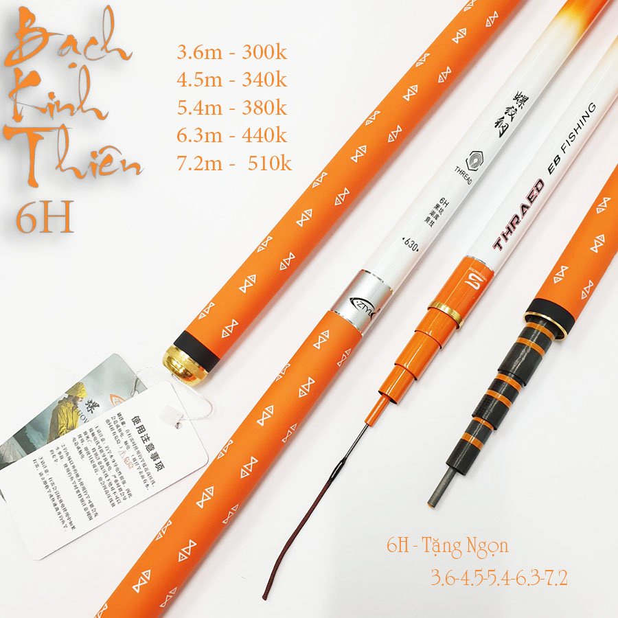 Cần câu tay cao cấp Bạch Kinh Thiên 6H, 8H siêu nhẹ carbon 8 lớp câu cá lớn CD16