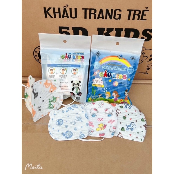 Túi 10 khẩu trang gấu trẻ em chống bụi siêu xinh cho bé