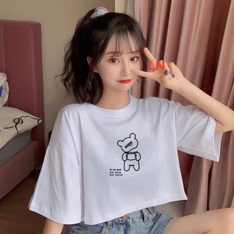 Áo croptop gấu nghiêng đầu LN11