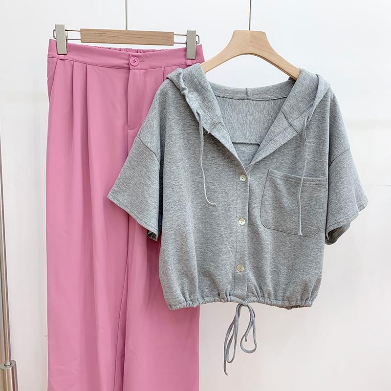 Áo Thun Cotton Tay Ngắn Có Mũ Trùm Đầu Phong Cách Đường Phố Mùa Hè Cho Bé Gái 7-13 Tuổi