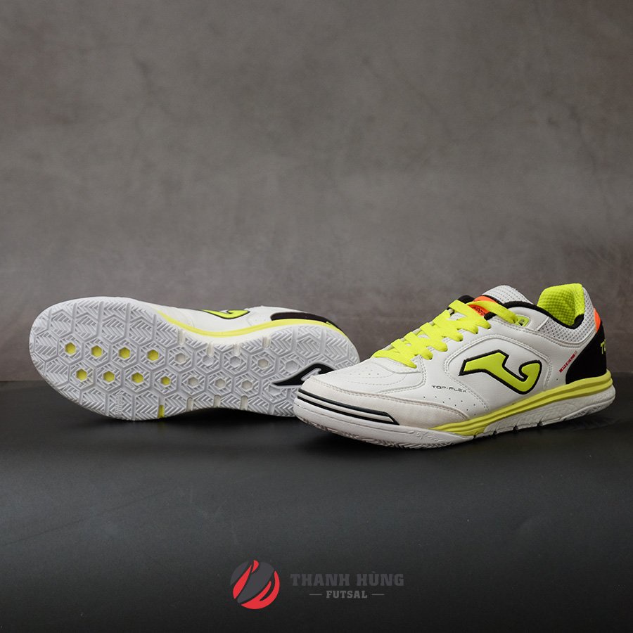 GIÀY ĐÁ BÓNG CHÍNH HÃNG JOMA TOP FLEX REBOUND 2102 - TRẮNG/XANH NEON