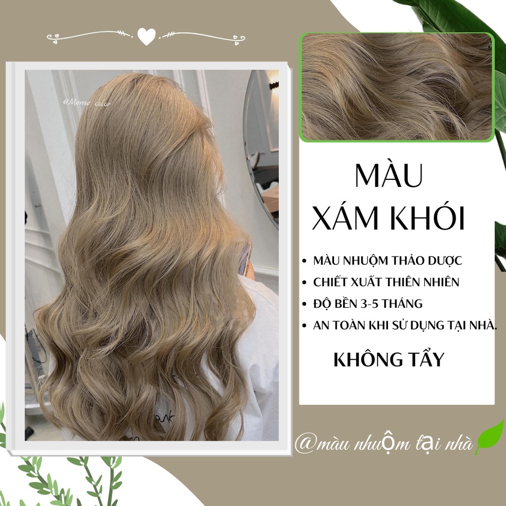 Thuốc nhuộm tóc màu xám khói , tặng kèm oxy trợ dưỡng  và bao tay