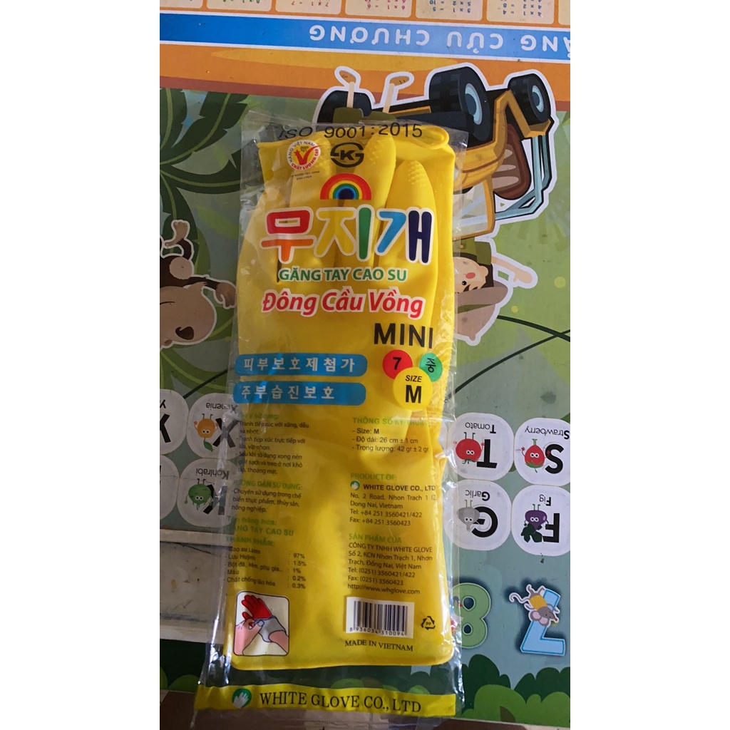 Găng tay cao su Đông Cầu Vồng dài 26cm size M - S, găng tay rửa chén, rửa bát
