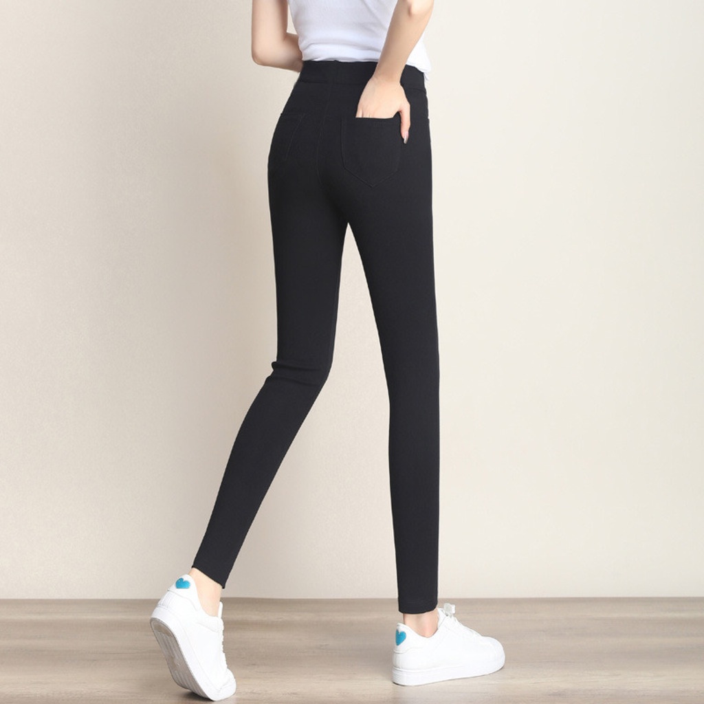 Quần legging nữ dài vải UMI cao cấp co giãn ôm bó cạp chun dễ mặc Geleva GE949