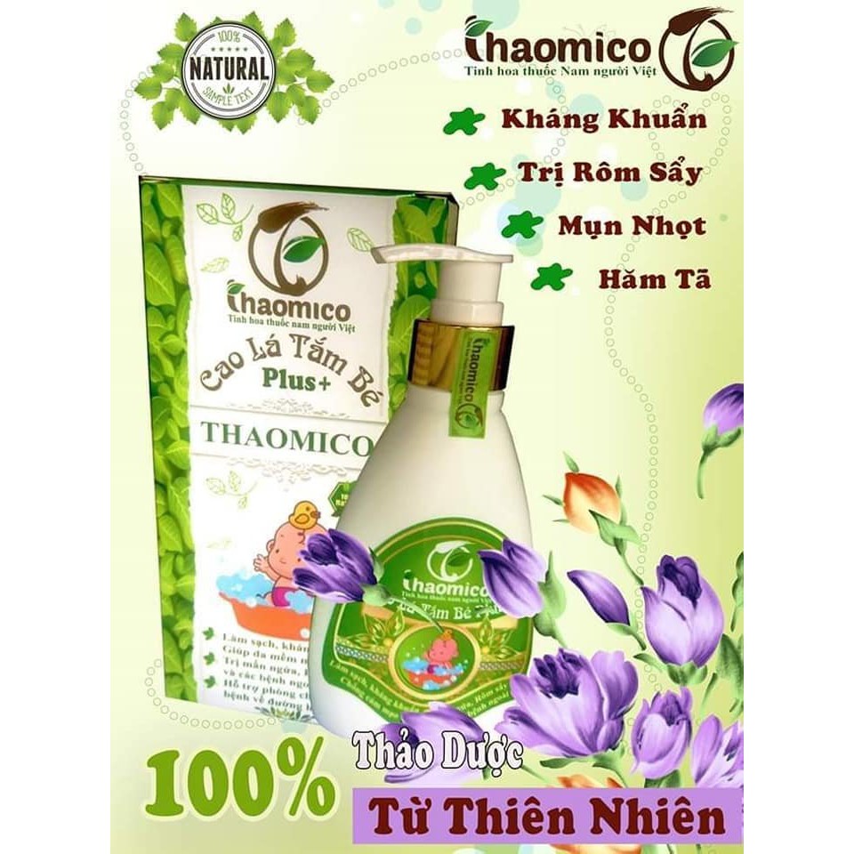 CAO LÁ TẮM BÉ THAOMICO - 100% thảo dược từ thiên nhiên - kháng khuẩn, trị rôm sẩy, mun nhọt, hăm tã