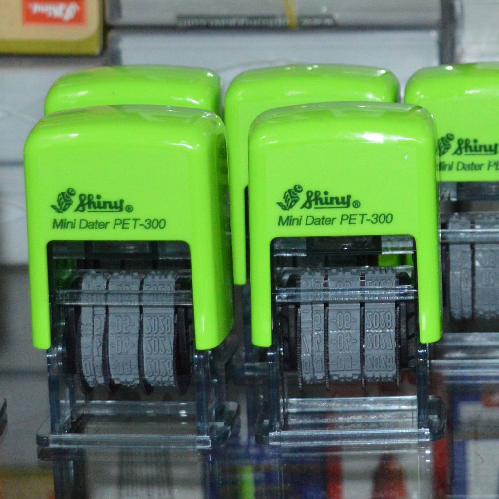 Con dấu ngày tháng năm có sẵn mực thường đóng lên giấy - HÀNG NHẬP KHẨU PET-300 hiệu SHINY