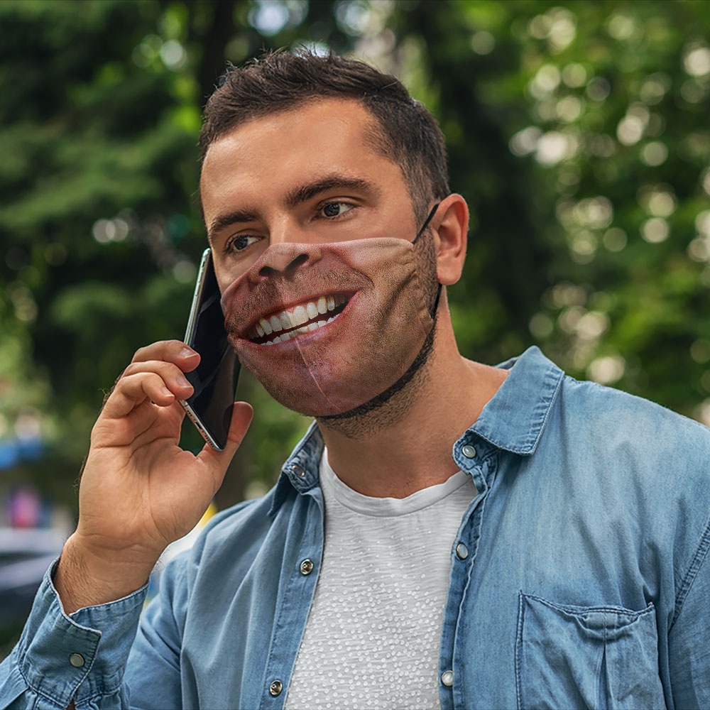Khẩu trang mặt cười đẹp hình lè lưỡi dị hề mặt người 21 CARTWELL phòng dịch bệnh có thể giặt và tái sử dụng ngăn bụi mịn