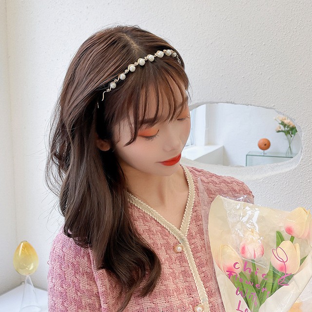 Bờm tóc - băng đô đính giả đá và giả ngọc trai cho nữ