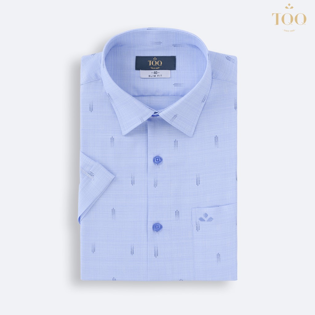 Áo sơ mi nam ngắn tay TQQ dáng Slimfit công sở H313CB chất Bamboo họa tiết nhỏ lịch sự