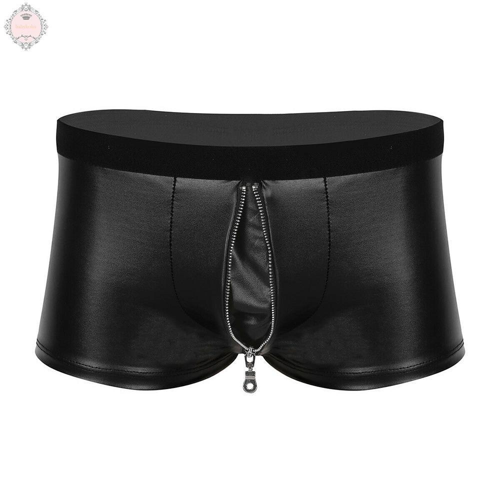 Men Boxer Briefs Boxers For Men Faux Leather Low Rise Underwear Men\'s Panties