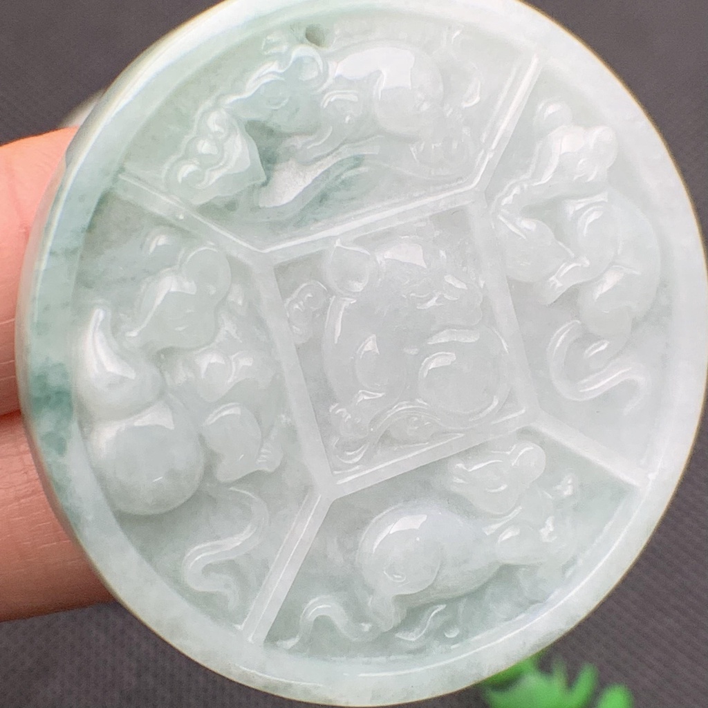 Ngũ thử sinh tài phong thủy ngọc cẩm thạch/Ngọc phỉ thúy tự nhiên