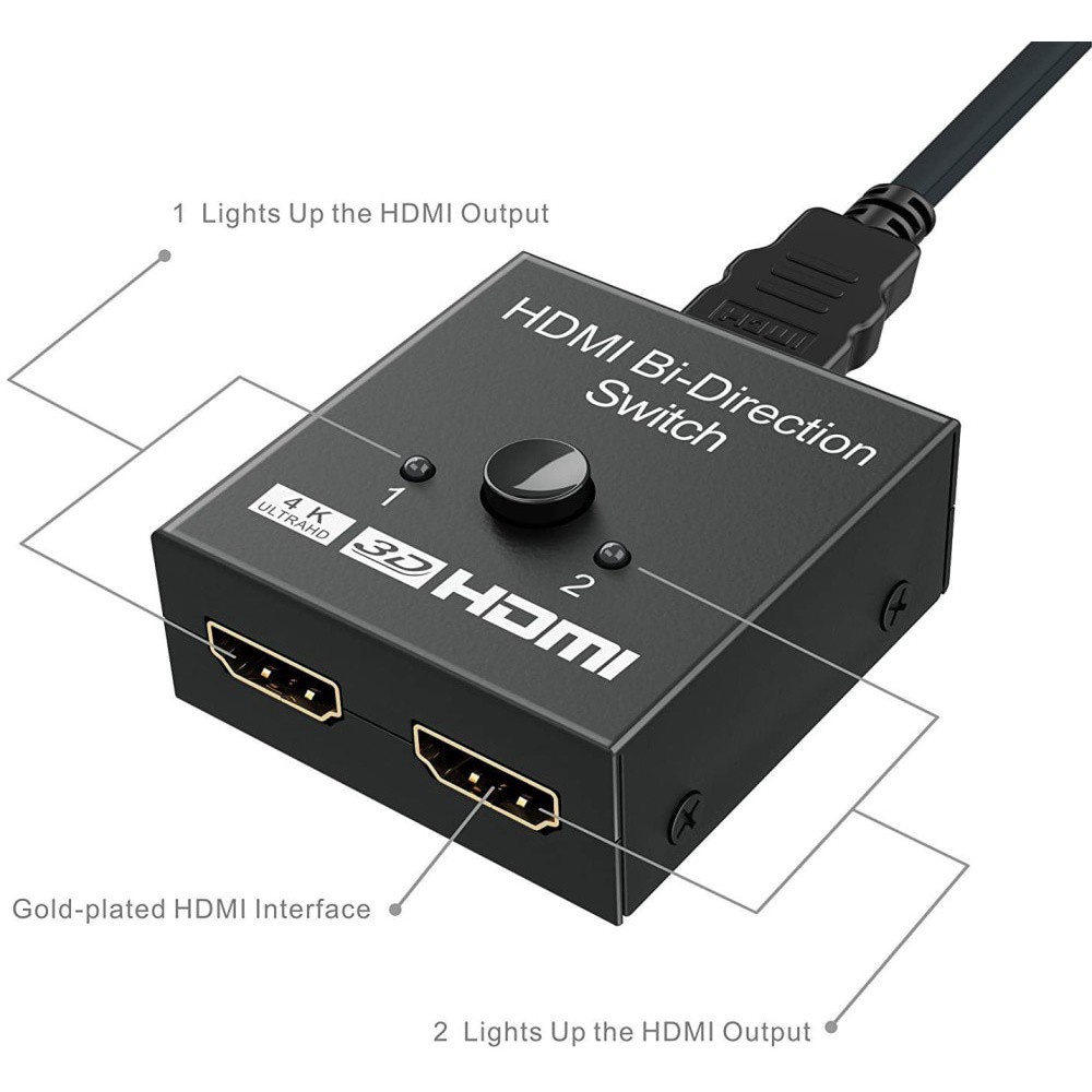 Bộ Chuyển Đổi HDMI 2 Cổng 1x2 / 2x1 HDMI 4K Hỗ Trợ Ultra HD 4K 1080P 3D HDR HDCP Cho PS4 Xbox HDTV