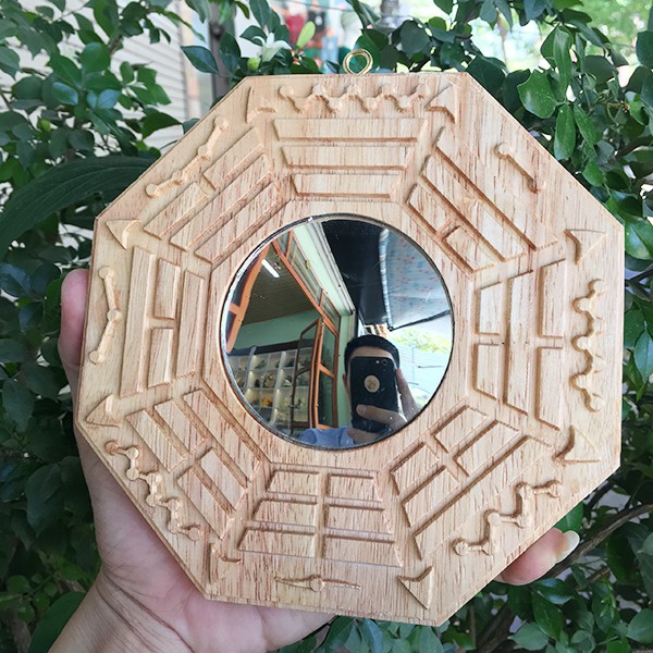 Gương bát quái gỗ đào cầu lồi - Tiên thiên bát quái | BigBuy360 - bigbuy360.vn