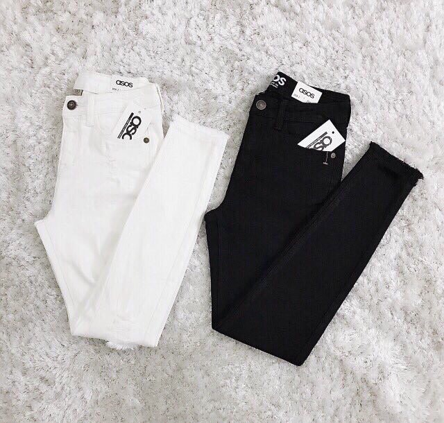 Quần jean trắng đen skinny asos 9 tấc