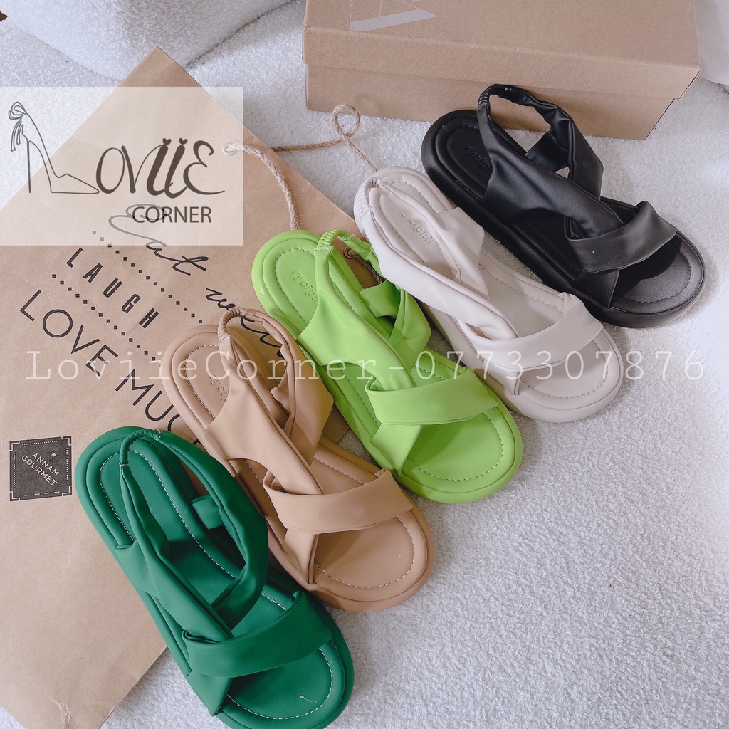 SANDAL XUỒNG LOVIIECORNER - GIÀY THỜI TRANG NỮ PHONG CÁCH NỮ TÍNH QUAI XOẮN BÊN ĐẾ BẰNG S220838