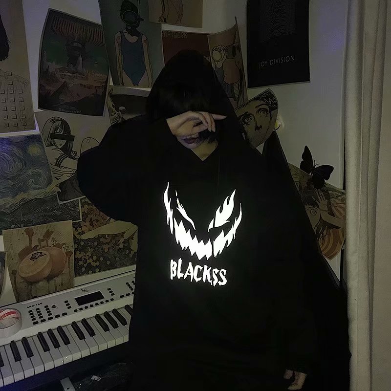 Áo hoodie tay dài dáng rộng họa tiết phản quang thời trang cá tính cho nam | BigBuy360 - bigbuy360.vn