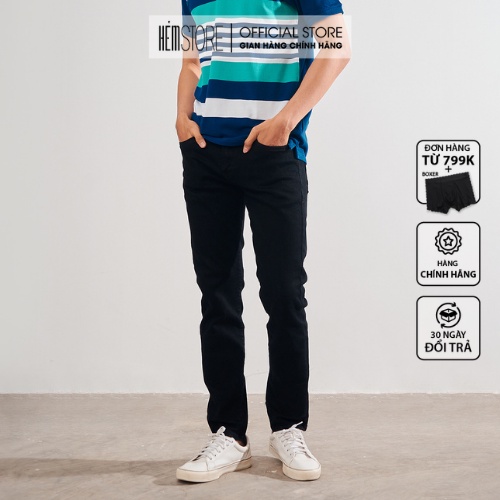 |Hẻm Store| Quần jean nam, quần bò nam Satoshi SAQJ45 dáng ôm chất Jean màu đen trơn, chất jean co giãn dày dăn | BigBuy360 - bigbuy360.vn