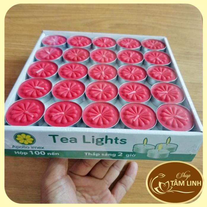 Nến Tealight Cháy 2h Hoa Mai Bông Mai Hộp 100 Viên Nến Không Khói Sáp Paraffin 2 tiếng