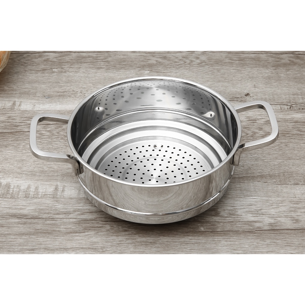 Bộ nồi xửng hấp inox 304 cao cấp Fivestar Plush ST20-3D304 nắp inox 20cm , 3 đáy dùng được mọi bếp