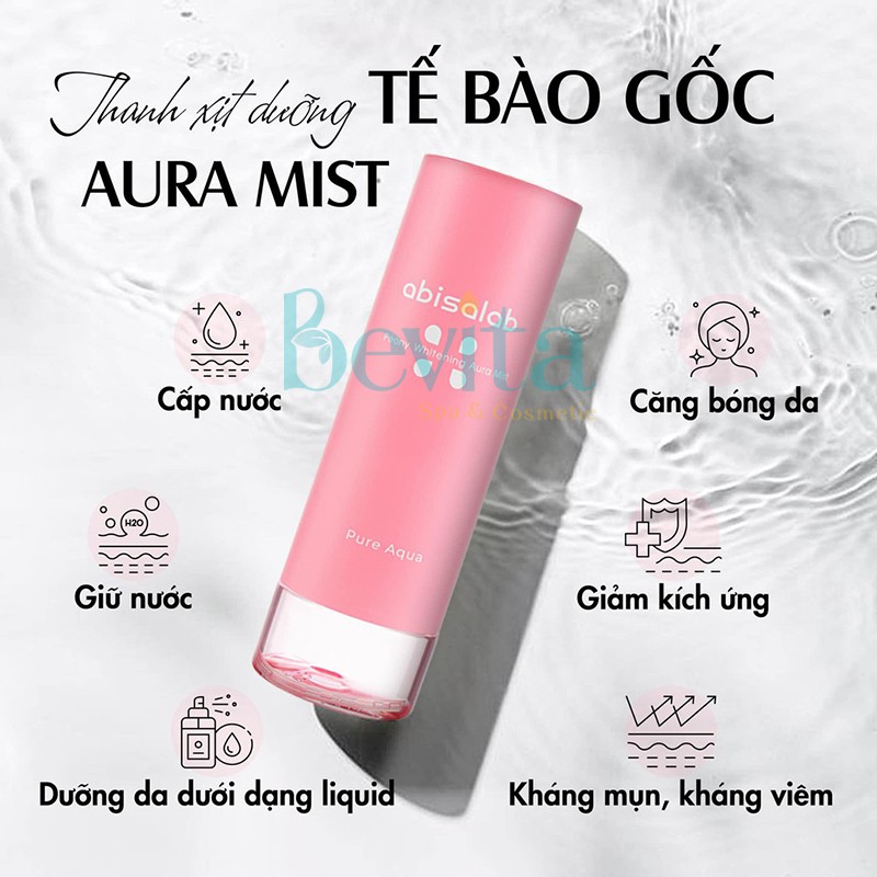Xịt khoáng cấp ẩm Abisalab Peony Whitening Aura Mist 60ml, xịt khoáng da khô - Bevita