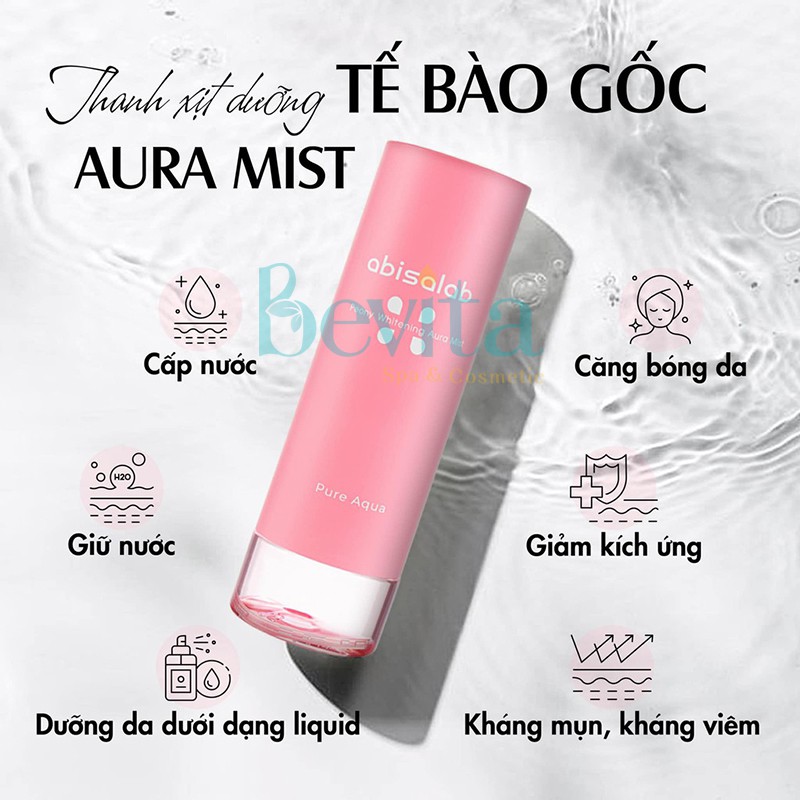 Xịt khoáng cấp ẩm Abisalab Peony Whitening Aura Mist 50ml, xịt khoáng da khô - Bevita