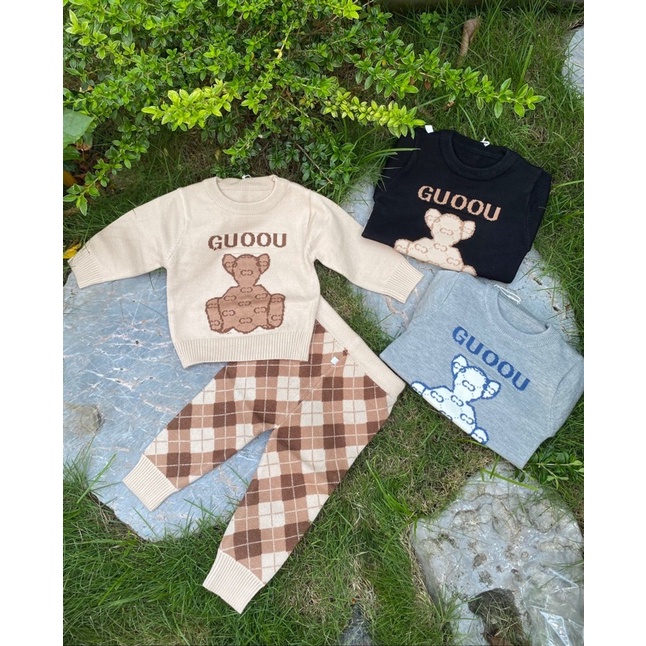 Bộ Len Gấu Cho Bé Trai , Bé Gái size 66-90, Quần Áo Trẻ Em Sơ Sinh