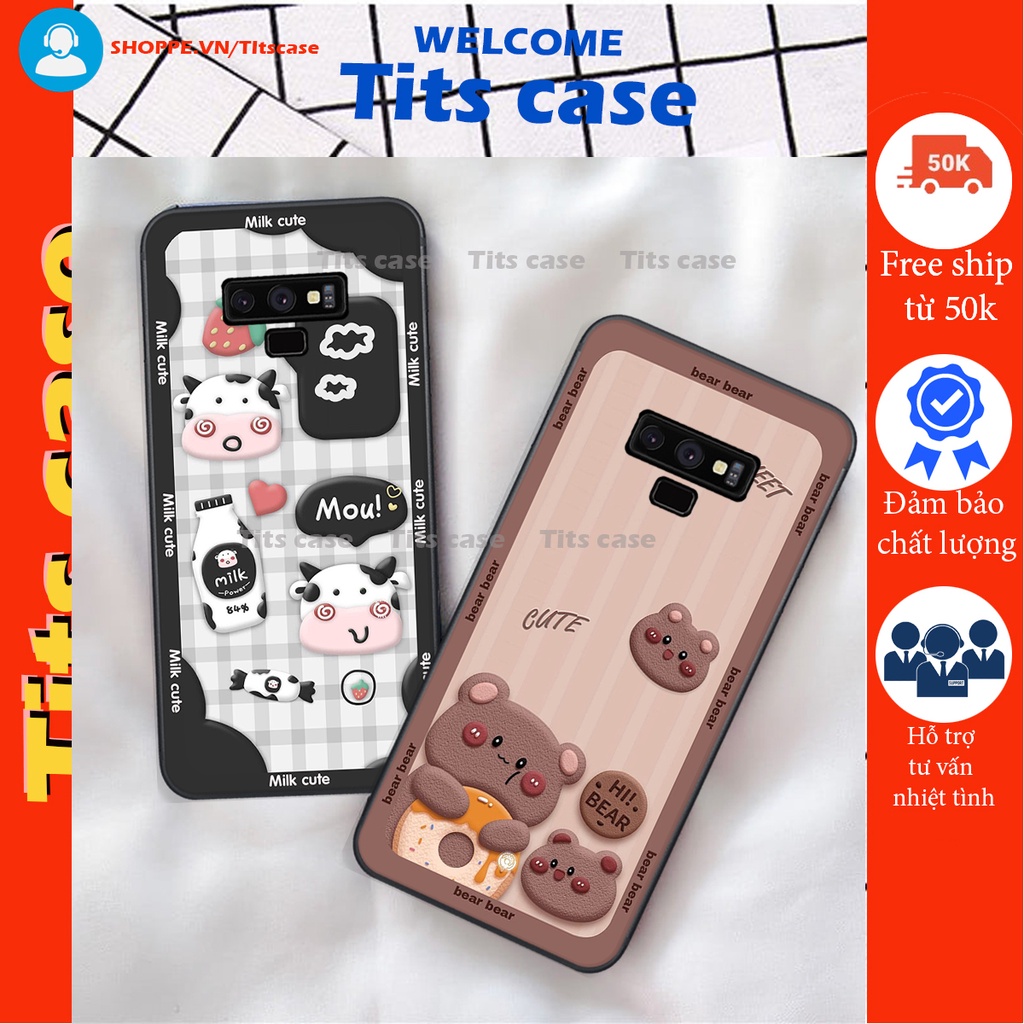 Ốp lưng Samsung Galaxy NOTE 9 in hình bò sữa, gấu be@r, cute cực  ĐỈNH -  cực CHẤT-  cực COOL