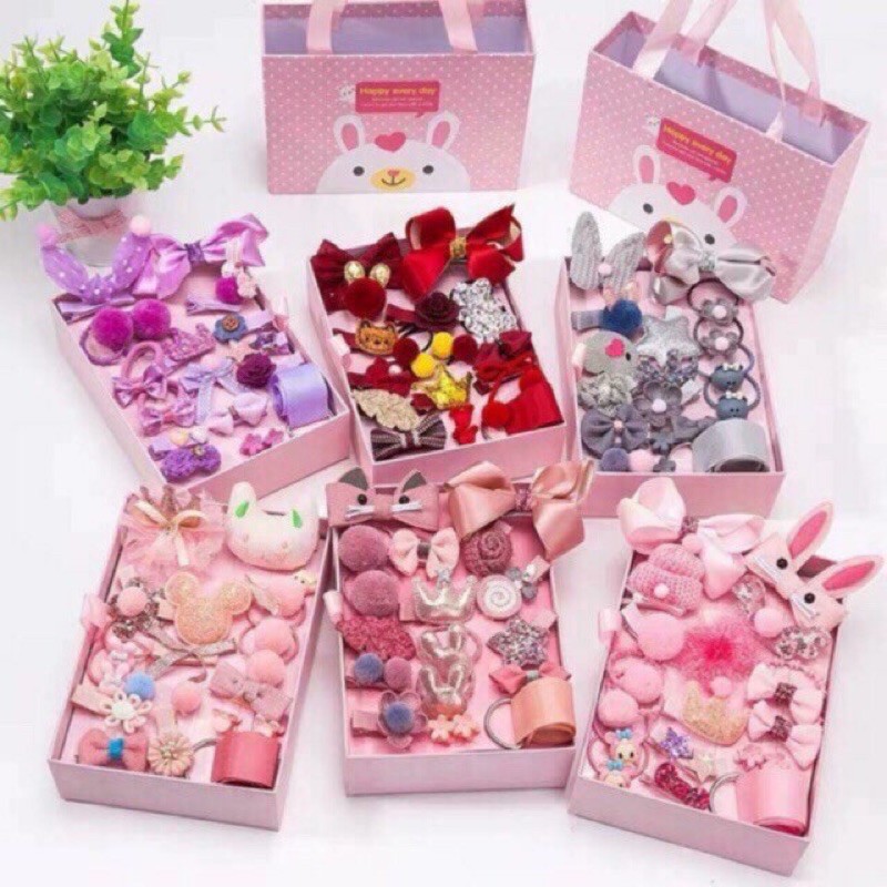 combo 10 set nơ kẹp tóc cho bé