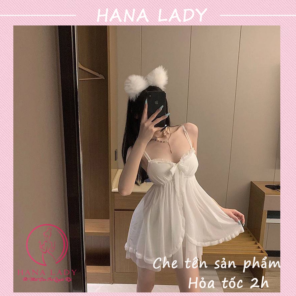 Váy ngủ kèm choàng, đầm ngủ 2 dây voan lụa cao cấp VN497