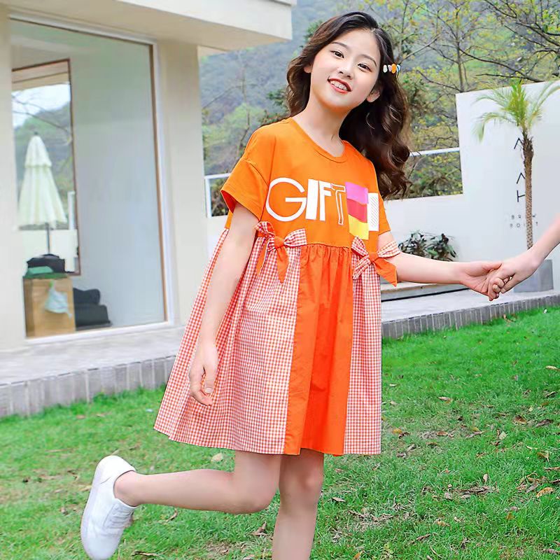 Đầm Ngắn Tay Thời Trang Mùa Hè Dành Cho Bé Gái 6-13 Tuổi