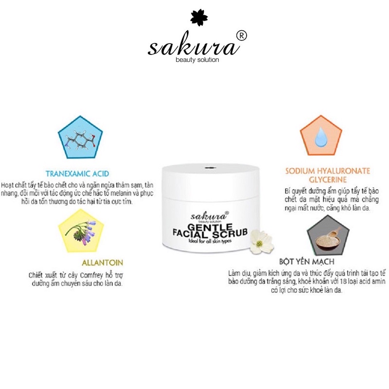 Tẩy tế bào chết vùng mặt Sakura Gentle Facial Scrub 30g