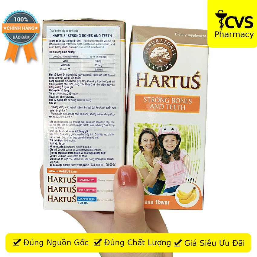 Hartus Strong Bones And Teeth – Siro bổ sung canxi cho trẻ từ 4 tháng tuổi - cvspharmacy