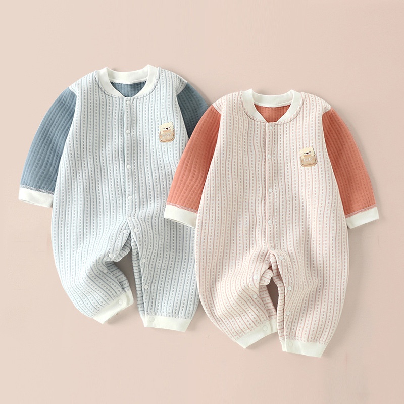 Áo ngủ liền quần vải cotton tinh khiết thời trang giữ ấm cho bé sơ sinh