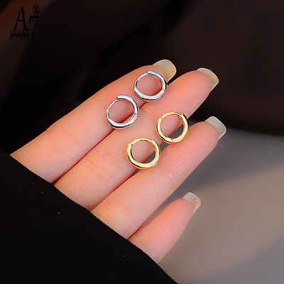 Khuyên Tai Hình Tròn Nhỏ Đơn Giản Tinh Tế Chống Dị Ứng A7 S925